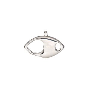 Clasp lobster claw 1pkg1, 20x11mm marquise, stainless steel 1-strand