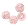 Bead, lampworked glass, clear / pink / glow-in-the-dark / gold, 14mm round. Sold per pkg of 4. image number 0