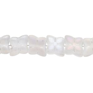 Bead, glass, translucent matte clear AB, 9mm flower. Sold per 15-1/2" to 16" strand.