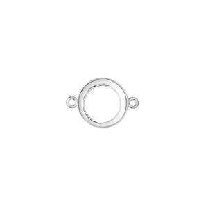 Link, fine silver, 11mm open-back round with 10mm round bezel cup setting. Sold per pkg of 2.