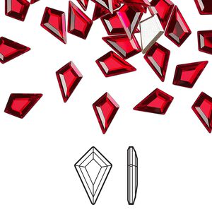 Flat back 24pk light Siam foil back, Crystal Passions® 8.6x5.6mm kite 2771