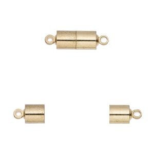Clasp magnetic 1pkg1, 11.5x5.5mm barrel, gold-finished brass 1-strand