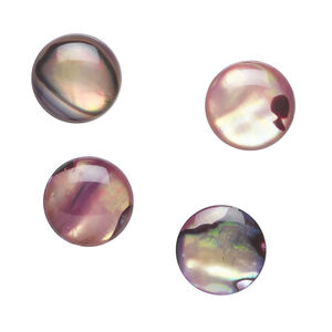 Cabochon, paua shell (coated / dyed) 1pkg4, purple bronze, 12mm calibrated round.
