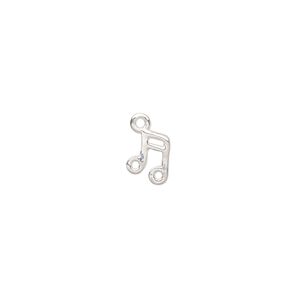 Charm, sterling silver, 7x6.5mm music note. Sold per pkg of 2.