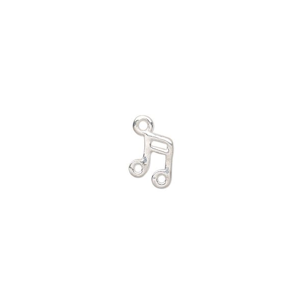 Charm, sterling silver, 7x6.5mm music note. Sold per pkg of 2. image number 0