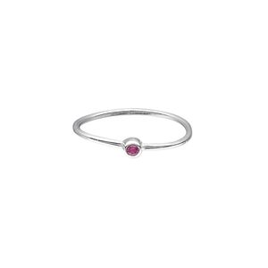 Ring, Create Compliments®, cubic zirconia and sterling silver, ruby red, 3mm wide, size 7. Sold individually.