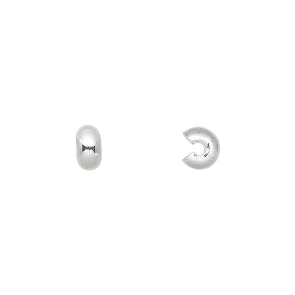 Crimp cover, silver-plated brass, 5mm round. Sold per pkg of 500. image number 0