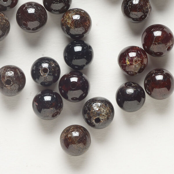 Bead 1pkg1 garnet, 7.5-8.5mm round C grade, 1 ounce dyed image number 0