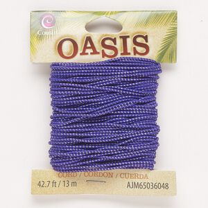 Cord, elastic, purple and silver, 1mm round. Sold per 13-meter pkg.