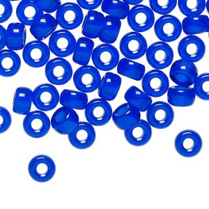 Czech pressed glass 1pkg100, crow bead transparent cobalt blue 6x4mm