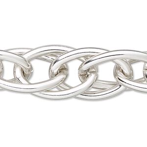 Chain 1pkg1 cable, 17mm double, aluminum / anodized silver 25 foot unfinished