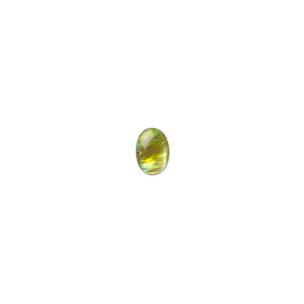 Cabochon, paua shell (dyed / coated), gold, 7x5mm calibrated oval, Mohs hardness 3-1/2. Sold per pkg of 10. image number 0