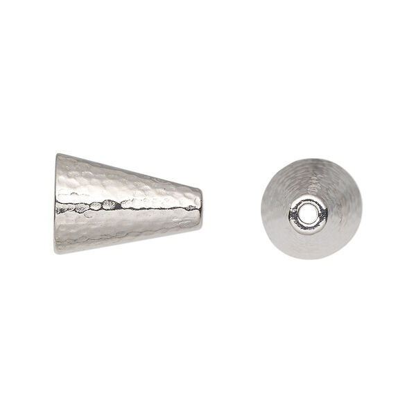 Cone, TierraCast®, "Hammertone" collection, white bronze-plated pewter (tin-based alloy), 15x10mm with hammered design. Sold per pkg of 10. image number 0