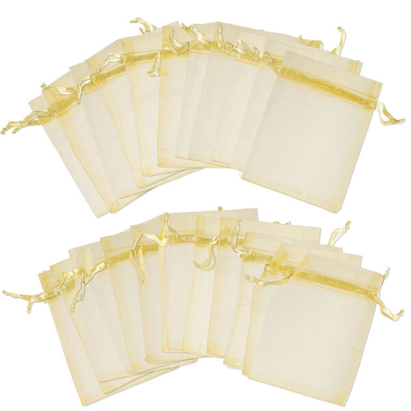 Pouch, chiffon, gold, 3-1/2x3 inches. Sold per pkg of 24. image number 0
