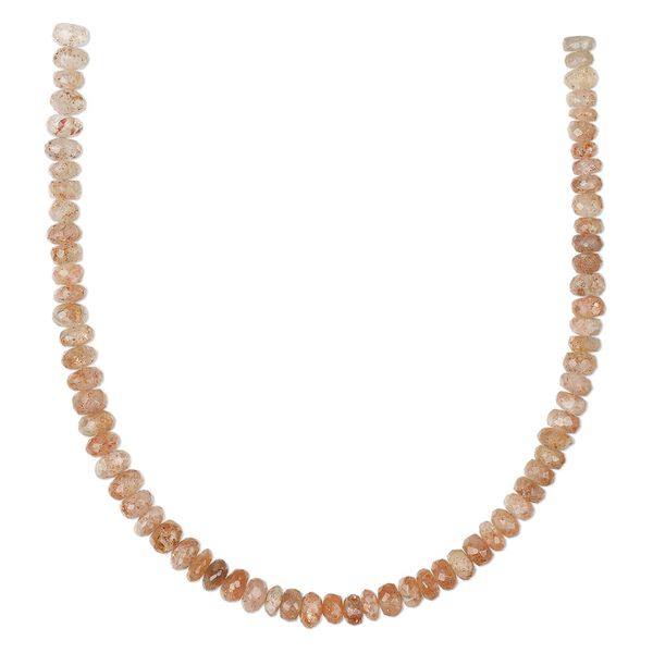 Sunstone 1pkg1, hand-cut faceted rondelle bead natural 8 inch 5x2mm-6x3mm image number 0