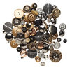 Button mix, resin and acrylic, mixed metallic colors, 8-50mm mixed shape. Sold per 1/4 pound pkg, approximately 95 to100 buttons. image number 1