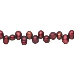 Freshwater pearl 1pkg1, top-drilled rice, 15 inch copper rose 5x4mm-6x4mm cultured