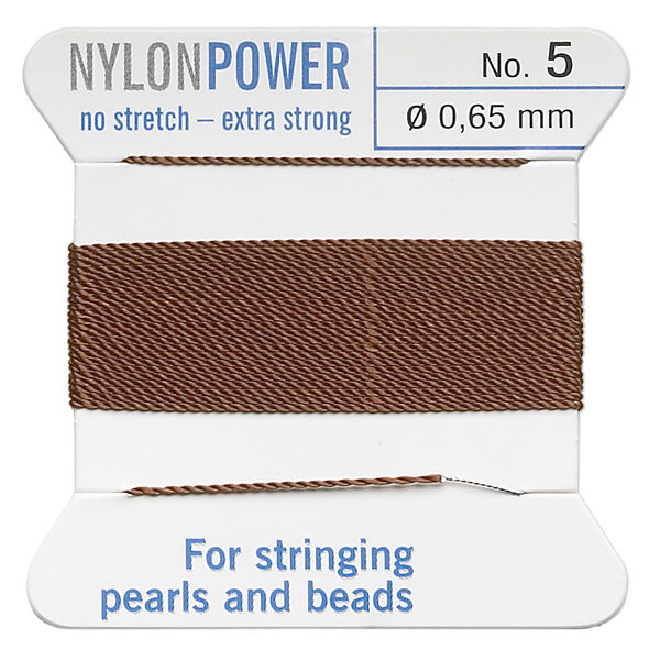 Thread, Griffin, nylon, brown, size #5. Sold per 2-meter card (approximately 78 inches). image number 0