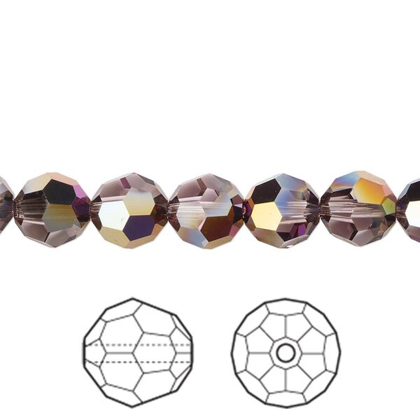 Bead 12pk light amethyst heavy vitrail light, Crystal Passions® 8mm round 5000 image number 0