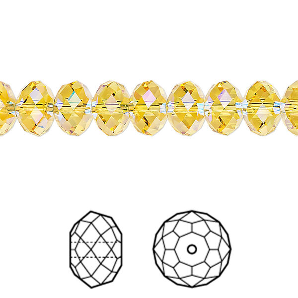 Bead 12pk light topaz shimmer 2X, Crystal Passions® 8x6mm rondelle 5040 image number 0