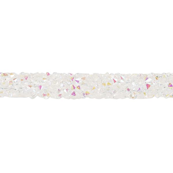 Tube, PVC plastic and glass rhinestone, transparent clear AB, 6-7mm wide. Sold per 8-inch section. image number 0