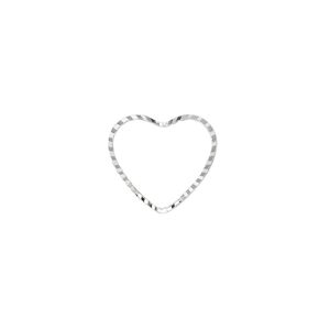 Component, silver-plated brass, 14.5x13mm single-sided diamond-cut open heart, 1mm thick. Sold per pkg of 100.