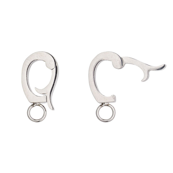 Bail, stainless steel, 13x9mm with snap lock and loop, 6.5mm grip length. Sold individually. image number 0