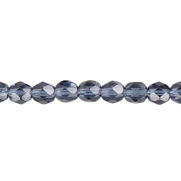 Bead, Czech fire-polished glass, translucent Montana blue, 6mm faceted round. Sold per 15-1/2" to 16" strand, approximately 65 beads. image number 0