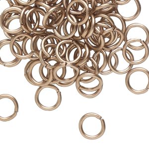 Jump ring, anodized aluminum, antique copper patina, 8mm round, 5.4mm inside diameter, 16 gauge. Sold per pkg of 100.