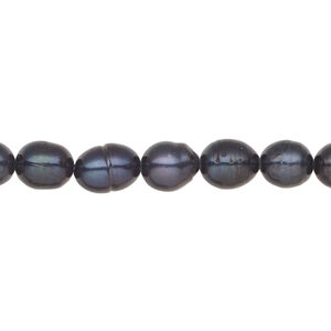 Freshwater pearl 1pkg1, rice, 14 inch iris green 6-7mm cultured