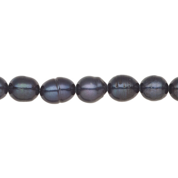 Freshwater pearl 1pkg1, rice, 14 inch iris green 6-7mm cultured image number 0