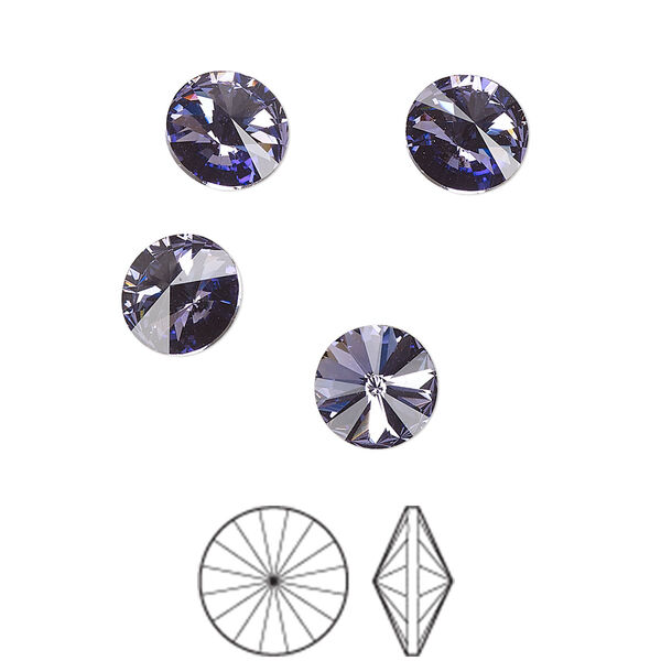 Chaton 8pk tanzanite foil back, Preciosa MAXIMA Czech crystal rhinestone 8.16-8.41mm rivoli SS39 image number 0