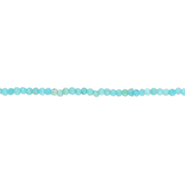 Bead, sleeping beauty turquoise (stabilized), 2mm hand-cut faceted round, B- grade, Mohs hardness 5 to 6. Sold per 8-inch strand, approximately 100 beads. image number 0