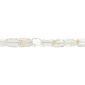 Aquamarine 1pkg1, hand-cut flat rectangle bead, 13 inch 6x4mm-9x5mm