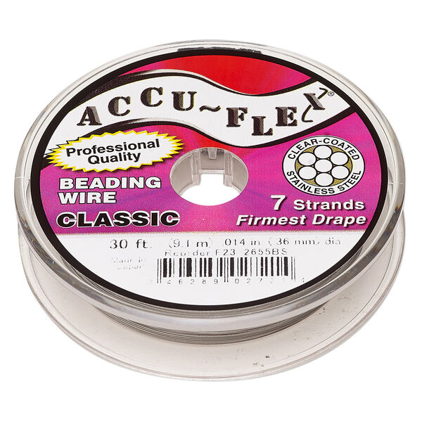 Beading wire, Accu-Flex®, nylon and stainless steel, clear, 7 strand, 0.014-inch diameter. Sold per 30-foot spool. image number 0