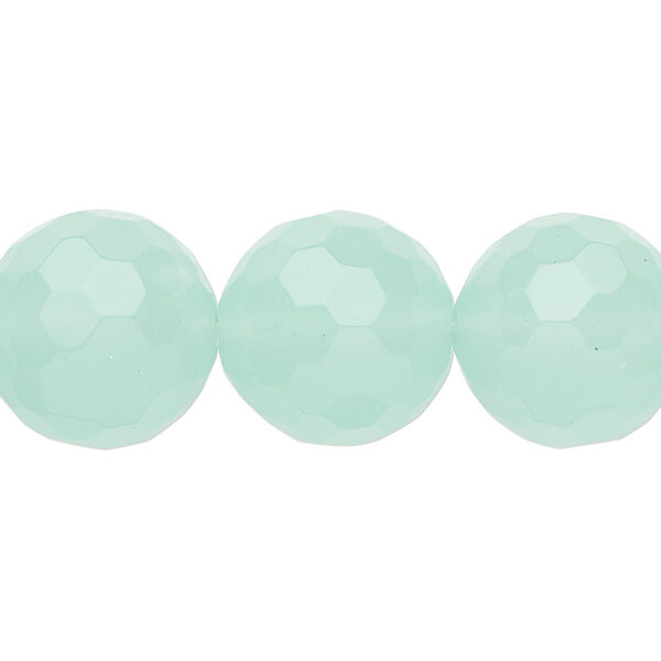 Bead, glass, sea foam, 16mm faceted round. Sold per 15-1/2" to 16" strand. image number 0
