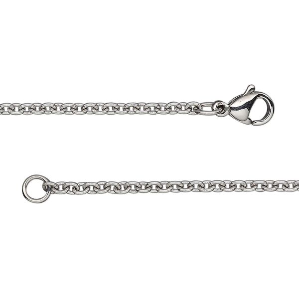 Chain, stainless steel, 2.2mm cable, 18 inches with lobster claw clasp. Sold individually. image number 0
