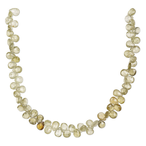 Grossularite garnet 1pkg1, hand-cut top-drilled faceted puffed teardrop bead natural 8 inch 6x4mm-10x5mm image number 0