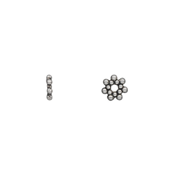 Bead, antique silver-plated "pewter" (zinc-based alloy), 6x1mm double-sided rondelle. Sold per pkg of 100. image number 0