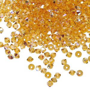 Bead 1440pk topaz AB, Preciosa Czech crystal 3mm bicone