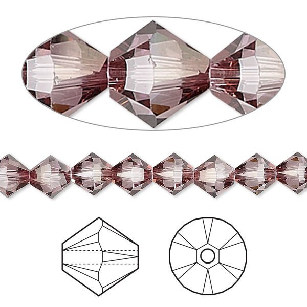 Bead 24pk crystal antique pink, Crystal Passions® 6mm bicone 5328 image number 0