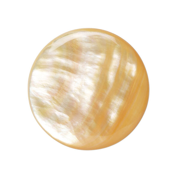 Cabochon, gold lip shell (natural), 30mm calibrated round, Mohs hardness 3-1/2. Sold per pkg of 2. image number 0