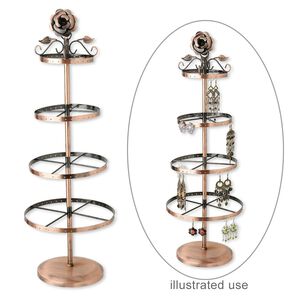 Display, earring, antique copper-finished steel, 23-1/2x7-3/4x6-inch round, rose series. Sold individually.