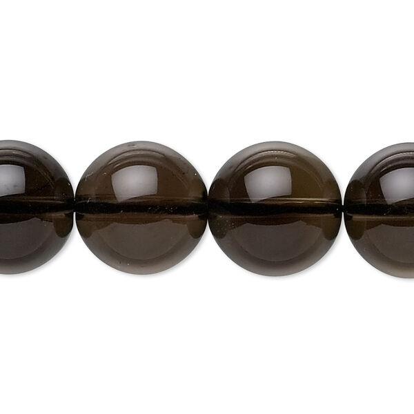 Bead, smoky quartz (heated / irradiated), 14-15mm round, C grade, Mohs hardness 7. Sold per 15" to 16" strand. image number 0