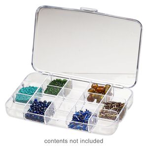 Organizer box, plastic, clear, 6x1x4-inch, 15 compartments. Sold individually.