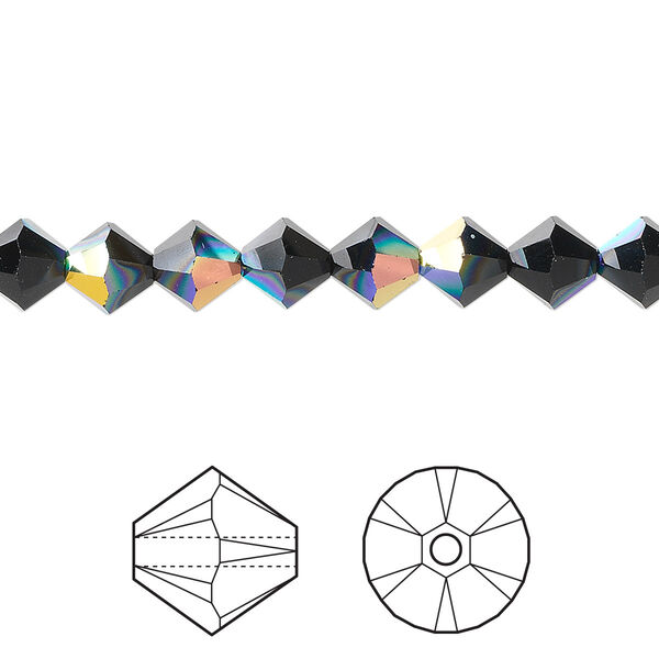Bead 24pk jet AB, Crystal Passions® 6mm bicone 5328 image number 0