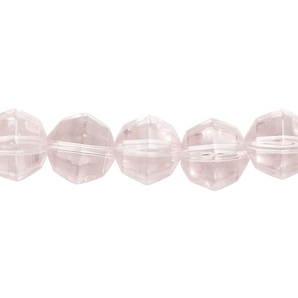 Bead, glass, transparent pink, 10mm checkerboard faceted round. Sold per 13-inch strand, approximately 30 beads. image number 0