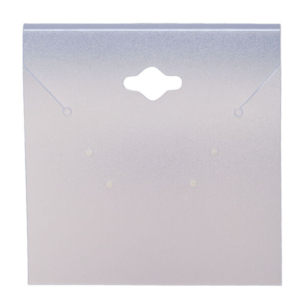 Earring / necklace card, plastic, frosted light blue, 2-1/2 x 2-1/2 inch square. Sold per pkg of 100. image number 0