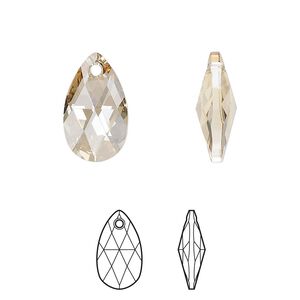 Drop 2pk crystal golden shadow, Crystal Passions® 16x9mm pendant pear 6106