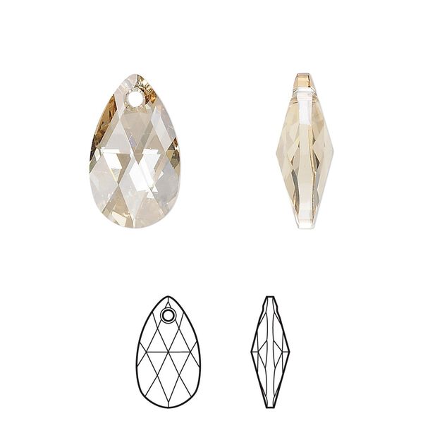 Drop 2pk crystal golden shadow, Crystal Passions® 16x9mm pendant pear 6106 image number 0